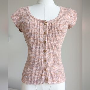 Madewell Pink Button Down Knit Top